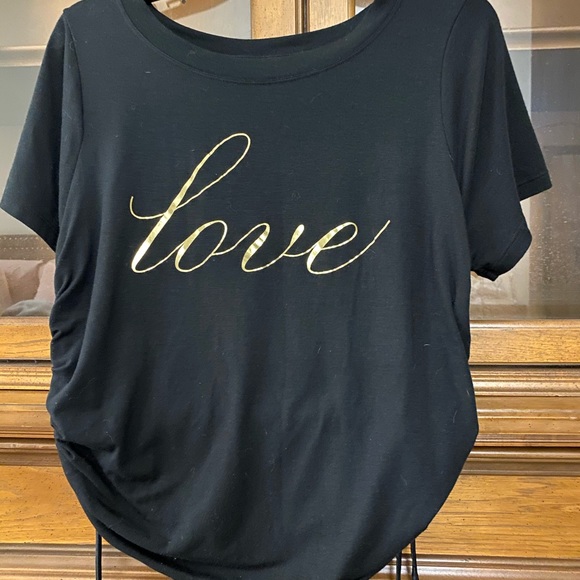 Victoria's Secret Tops - Victoria Secret Black W/Gold Cursive Love on Front
